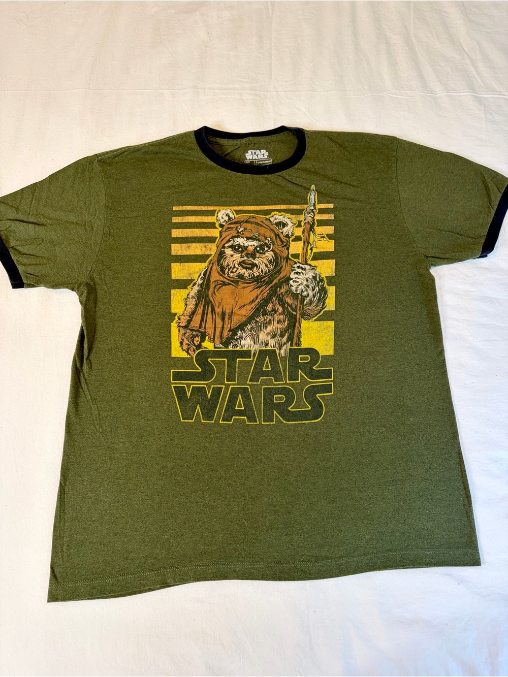 Star Wars Ewok Tee in Olive Green with Black Trim XL